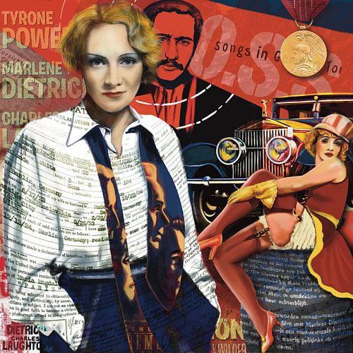 Portret van Marlene Dietrich, Mixed Media