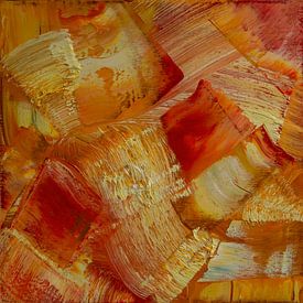 Abstract oil painting, red, orange, yellow and gold by BowiScapes abstract and digital art