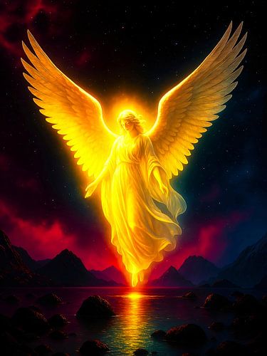 Hemelse bewaker in het gouden licht