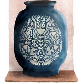 Vase Vintage bleu folklore sur Anna van Balen