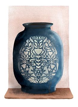 Vase Vintage blau folklore von Anna van Balen