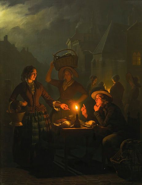 Night Market At The Groenmarkt, The Hague, Petrus van Schendel by Masterful Masters