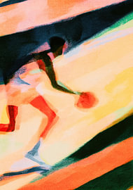 Abstrakter Basketballspieler in dynamischer Bewegung