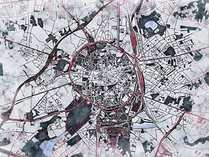 Karte von Leuven im stil 'White winter'