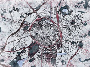 Kaart van Leuven in de stijl 'White Winter' van Maporia