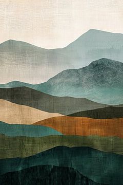 Eine abstrakte Landschaft in gedeckten Farben von Thea