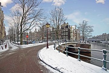 Verschneites Amsterdam im Winter in den Niederlanden von Eye on You