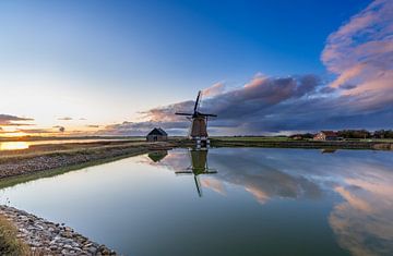 Molen Het Noorden Texel zonsondergang