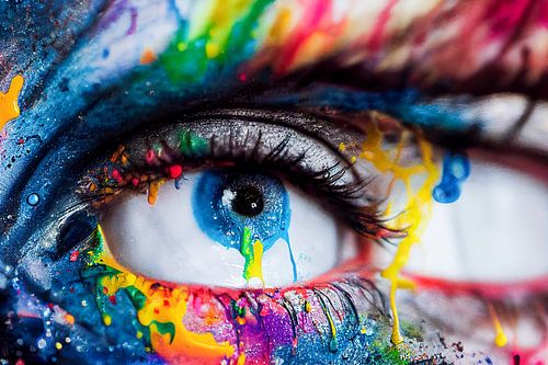 Ogen van een vrouw in kleur Kunst, illustratie
