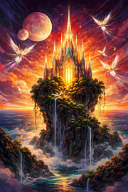 Burg auf einem Felsen – Fantasy von Linda de Klein