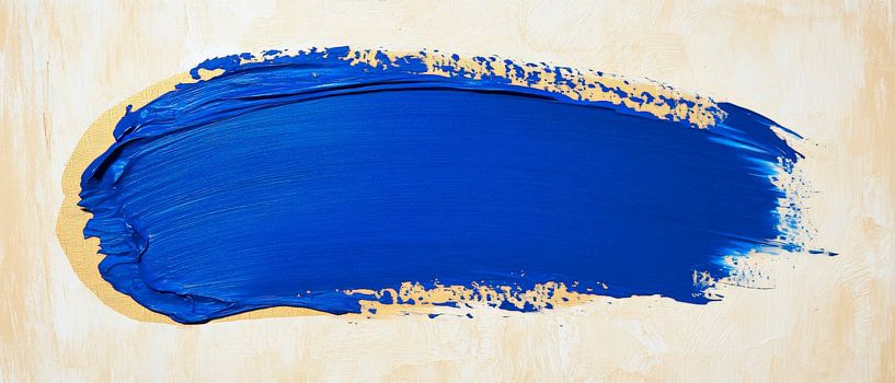 Blaue Pinselstrich unter goldenem Licht von Poster Art Shop