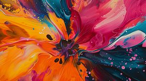 abstract vloeiende acrylverf op basis van een bloem
