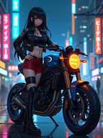 Een cyberpunkstad bij nacht