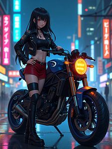 Eine Cyberpunk-Stadt bei Nacht