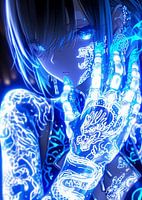 Anime Tattoo Mädchen Neon