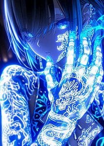 Anime Tattoo Girl Neon