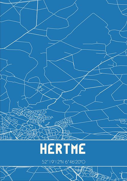 Plan d'ensemble | Carte | Hertme (Overijssel) par Affiches de lieux