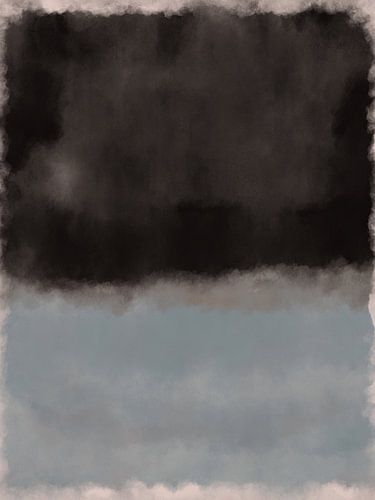 Kleurenveldschilderij geïnspireerd door Mark Rothko. Zwart, grijs en lichtblauw