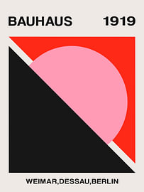 Bauhaus Art: Pink, Black & Red – Geometric Wall Art by Hilde Remerie – Digital Art, Bauhaus & Photography