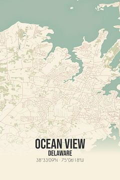 Carte d'époque d'Ocean View (Delaware), USA. sur Rezona