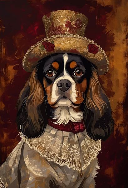 Cavalier King Charles Spaniel Hond in Victoriaanse Jurk van MIROKKU