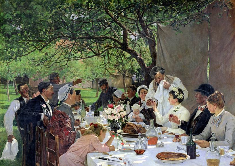 Albert-Auguste Fourie,De bruiloft maaltijd in Yport, 1886 van finemasterpiece