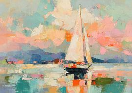 Sailboat in a pastel sky by Niklas Maximilian