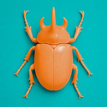 Käfer Orange auf Türkis