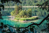 Île dans un lac de montagne bavarois