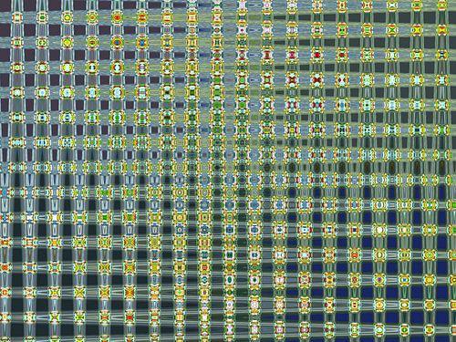 Grid of green glass light effects