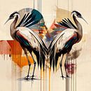 Colored cranes reflections by Bianca ter Riet thumbnail