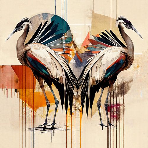 Colored cranes reflections by Bianca ter Riet
