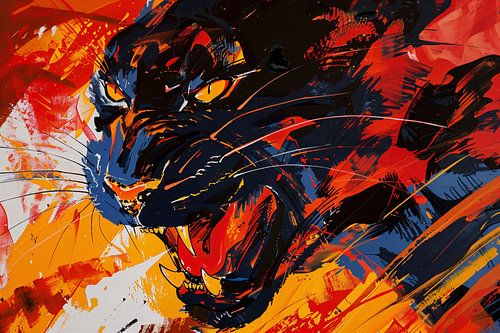 Peinture abstraite colorée de la panthère noire