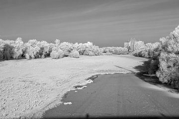 Magdeburg - Zicht op de oude Elbe in de winter vanaf de Rotehornbrug van t.ART