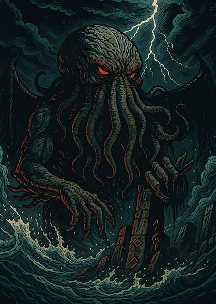 Cthulhu Rising On The Ocean by MIROKKU