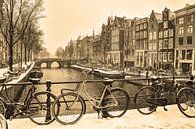 Binnenstad van Amsterdam in de Winter Sepia van Hendrik-Jan Kornelis thumbnail