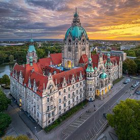Aerial view of the Town Hall of Hannover, Germany by Michael Abid