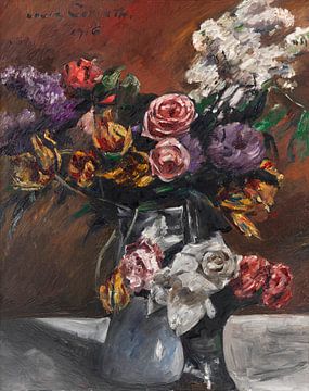 Roses, tulipes et lilas, nature morte, LOVIS CORINTH, 1916 sur Atelier Liesjes