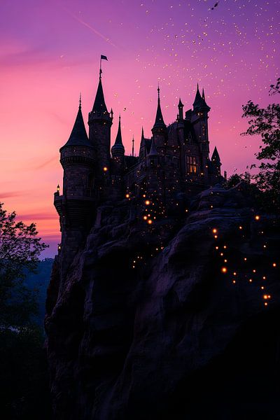 Märchenschloss im Abendlicht von Poster Art Shop