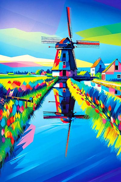 Holländische Windmühlen 1 (moderne Kunst) von Hans Levendig (lev&dig fotografie)