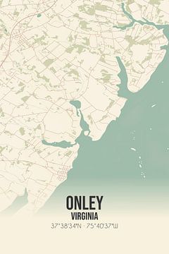 Vintage landkaart van Onley (Virginia), USA. van Rezona