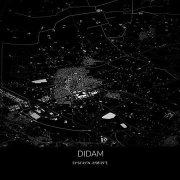 Schwarz-weiße Karte von Didam, Gelderland. von Rezona