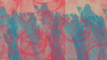Abstract shapes in red , blue and beige by Dina Dankers
