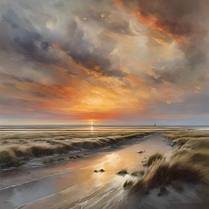 Lever de soleil sur la mer des Wadden sur Gert-Jan Siesling