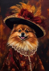 Pommerscher Hund im viktorianischen Kleid