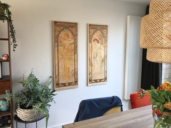 Tageszeiten. Tageshelligkeit, Jugendstil Malerei Mucha