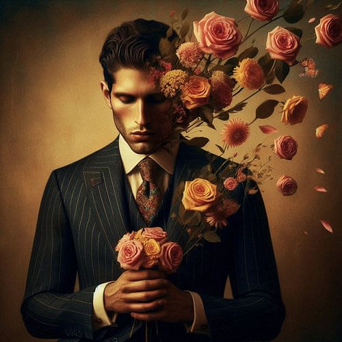 Man met bloemen