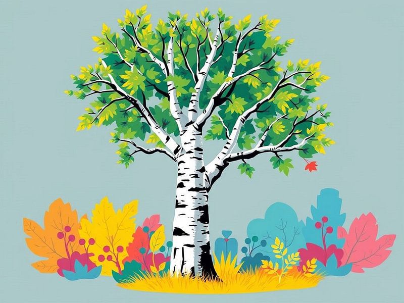 Tranquil Birch : une oasis automnale vibrante par Artistic
