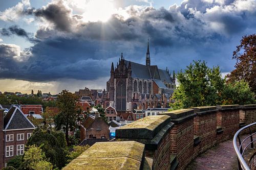 A gathering storm over the old Church, Leiden
