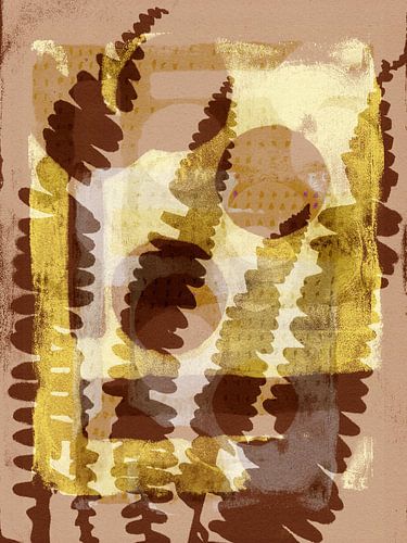 Varensbladeren in warm terracotta, geel en bruin.